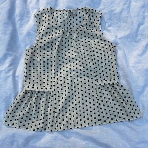 J. Crew Black and White Polka Dot Short Sleeve Top